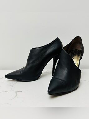 Lanvin Black Pointed Leather Stiletto Heels/Booties